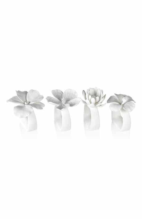 Assorted Bone China Flower Napkin Rings
