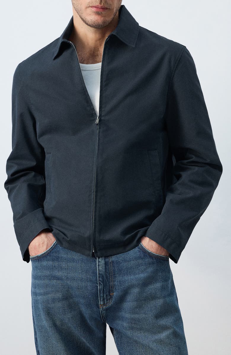 MANGO Cotton Blend Jacket, Main, color, Navy