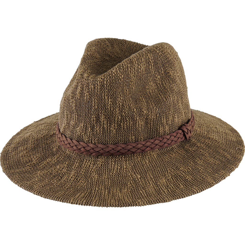 San Diego Hat Faux Suede Trim Knit Fedora In Brown