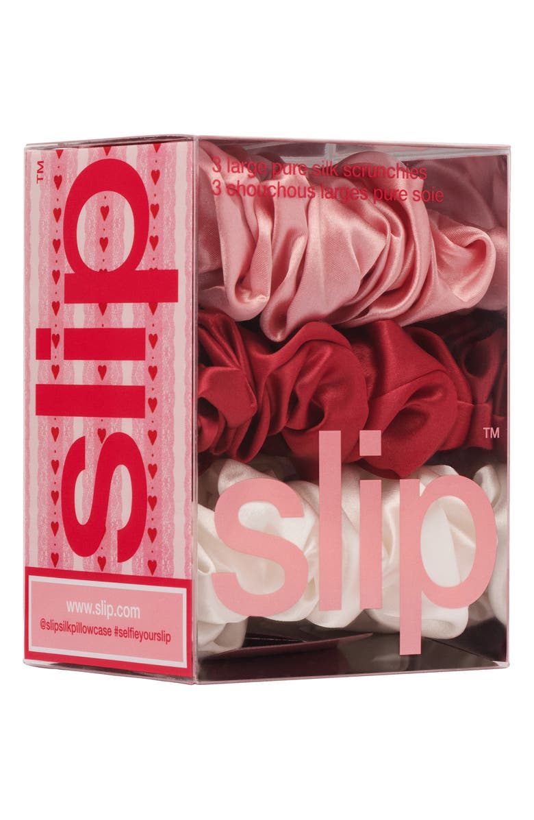 slip 3-Pack Large Silk Scrunchies, Alternate, color, Rosy