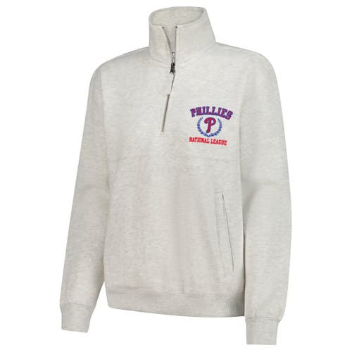 Soft As A Grape Oatmeal Philadelphia Phillies Quarter-zip Fleece Pullover In Gray