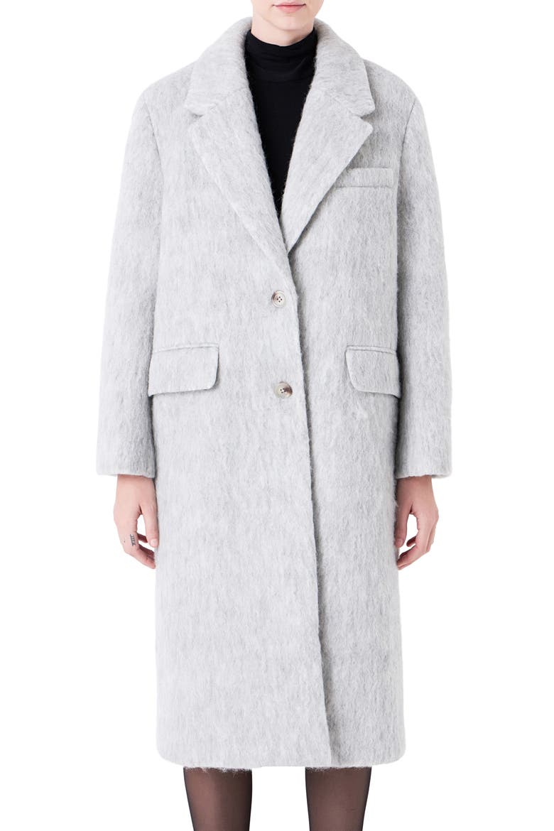 Oversize Longline Wool Blend Coat, Alternate, color, HEATHER GREY