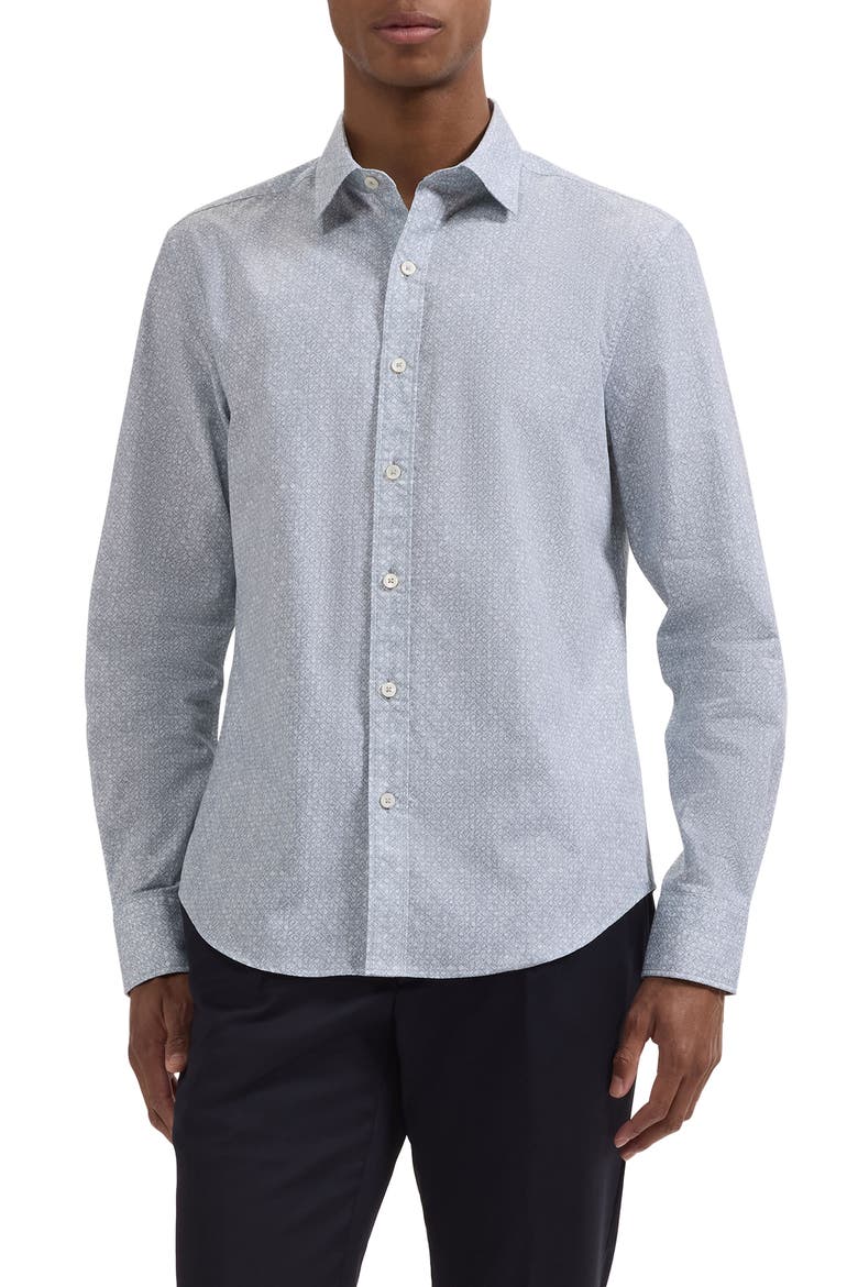 Julian Shaped Fit Geo Print Cotton Button-Up Shirt, Main, color, SHARK