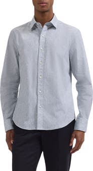 Bugatchi Julian Shaped Fit Geo Print Cotton Button-Up Shirt