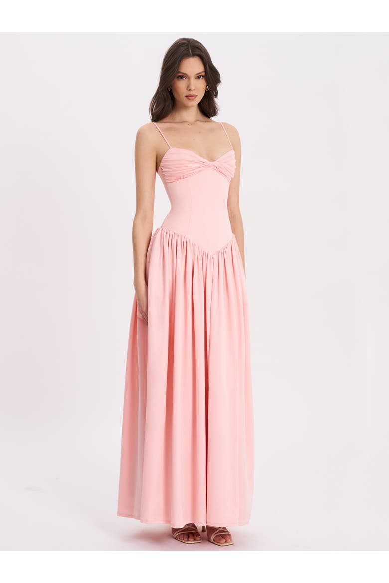 Najwa Ruched Breast Drop Waist Maxi Dress, Alternate, color, Baby Pink
