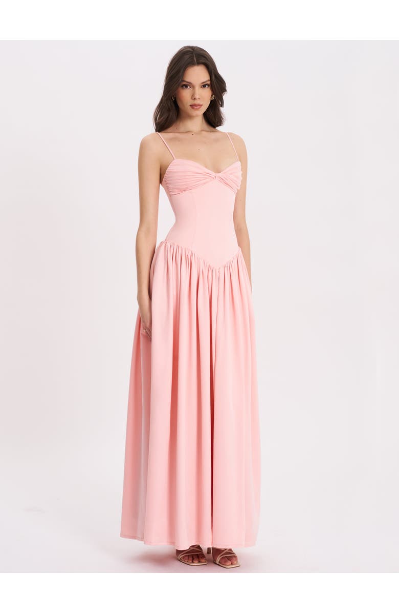 Miss Circle Najwa Ruched Breast Drop Waist Maxi Dress, Alternate, color, Baby Pink