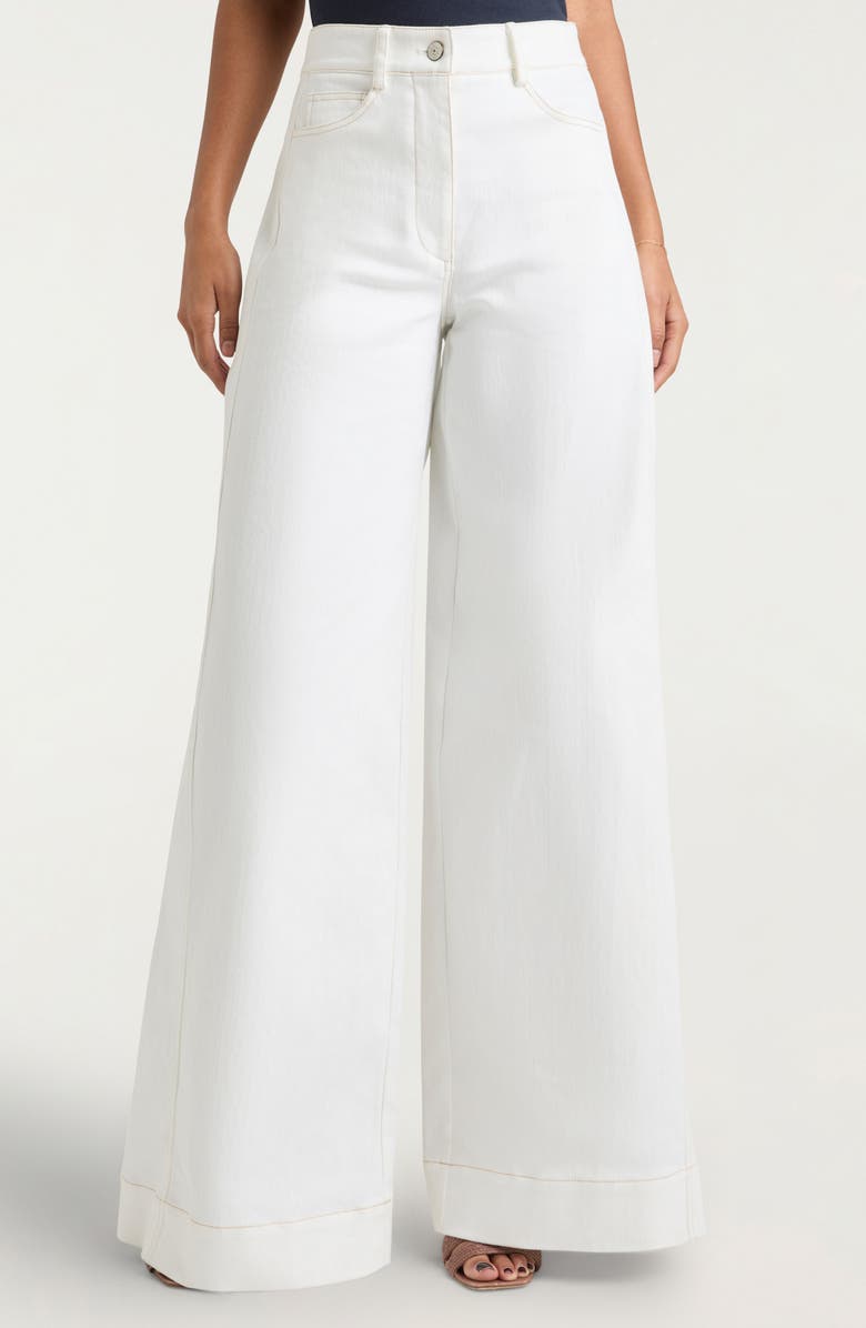 Cinq à Sept Carol Wide Leg Jeans, Main, color, White