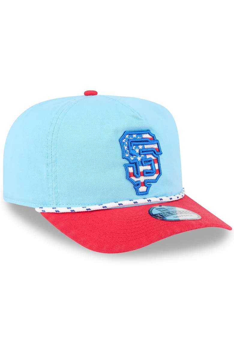 Men's New Era Light Blue/Red San Francisco Giants 2025 Fourth of July Golfer Snapback Hat, Alternate, color, Light Blue