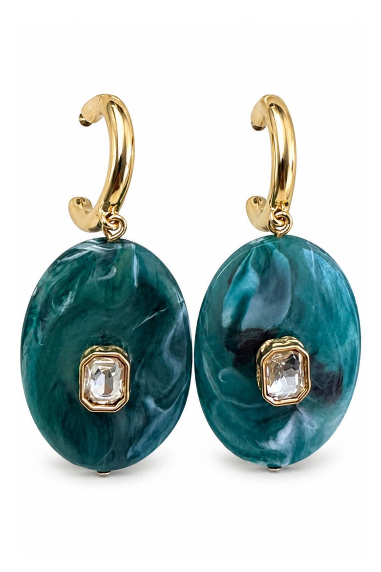 Resin Disc Crystal Drop Earrings, Main, color, TURQUOISE