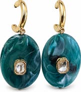 SAACHI Resin Disc Crystal Drop Earrings