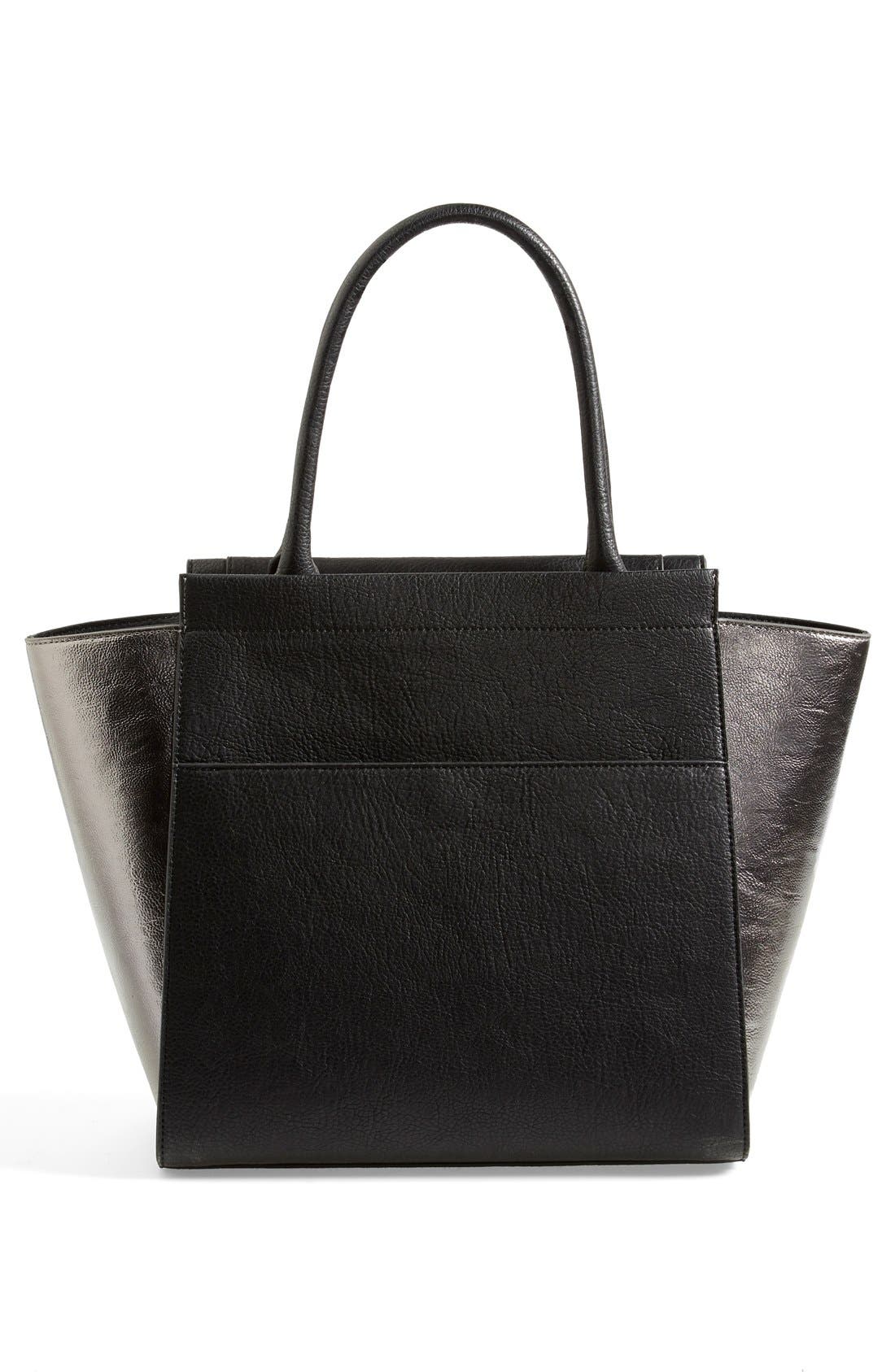 'Sophia' Shopper, Alternate, color, BLACK METALLIC