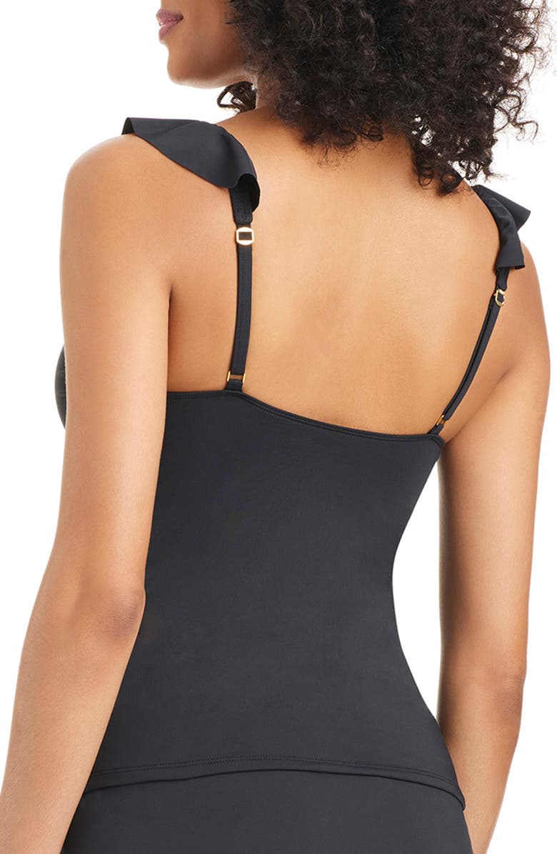 BLEU by Rod Beattie Ruffle Tankini Top, Alternate, color, Black