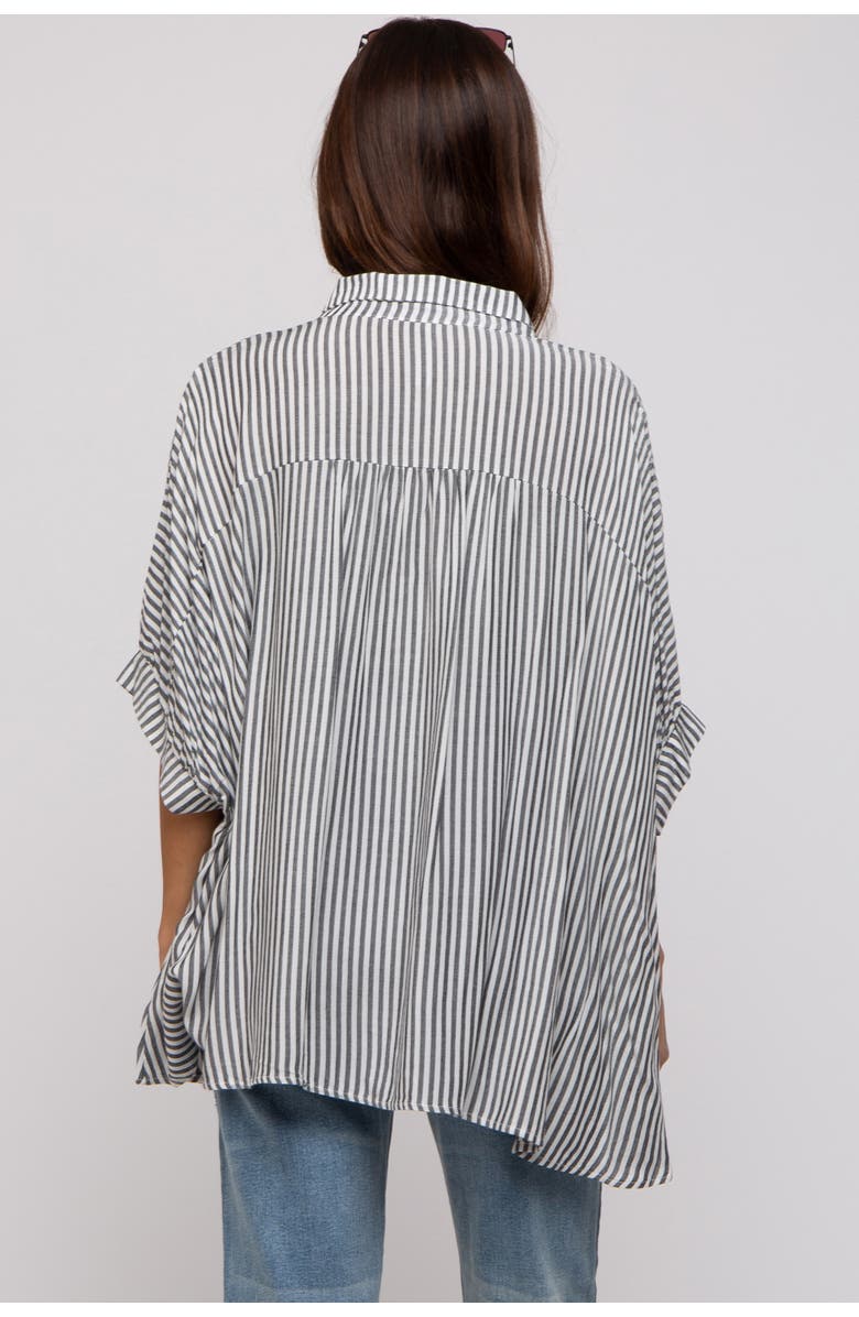 PinkBlush Striped Button Up Dolman Top, Alternate, color, Charcoal Grey