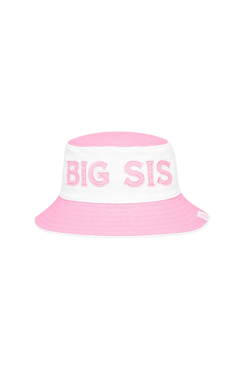 Bits & Bows Big Sis Bucket Hat, Main, color, Pink/White