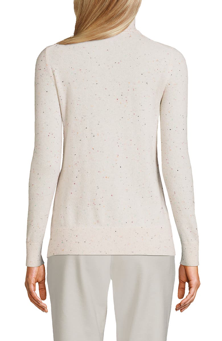 Lands' End Tall Cashmere Turtleneck Sweater, Alternate, color, Fresh Ivory Rainbow Donegal