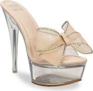 CHASE AND CHLOE Rhinestone Bow Platform Sandal