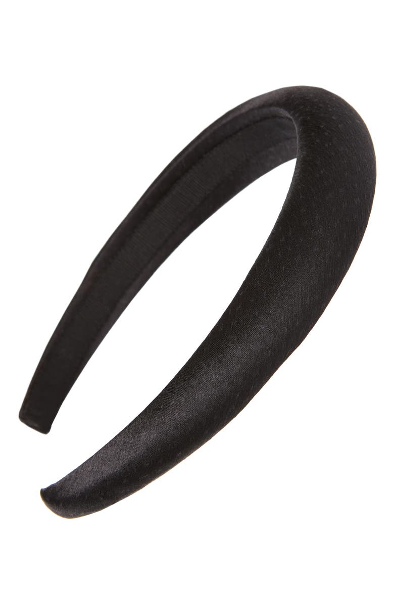 Jennifer Behr Tori Hammered Silk Headband, Main, color, Black