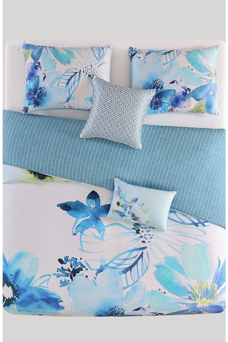 Watercolor 5-Piece Reversible Comforter Set, Alternate, color, BLUE