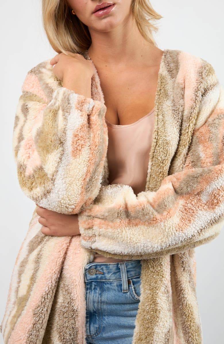 Viens Avec Moi Driftwood High Pile Fleece Jacket, Alternate, color, Blush