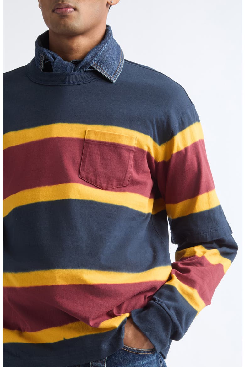 Chusen Dyed Striped Long Sleeve T-Shirt, Alternate, color, NAVY MULTI