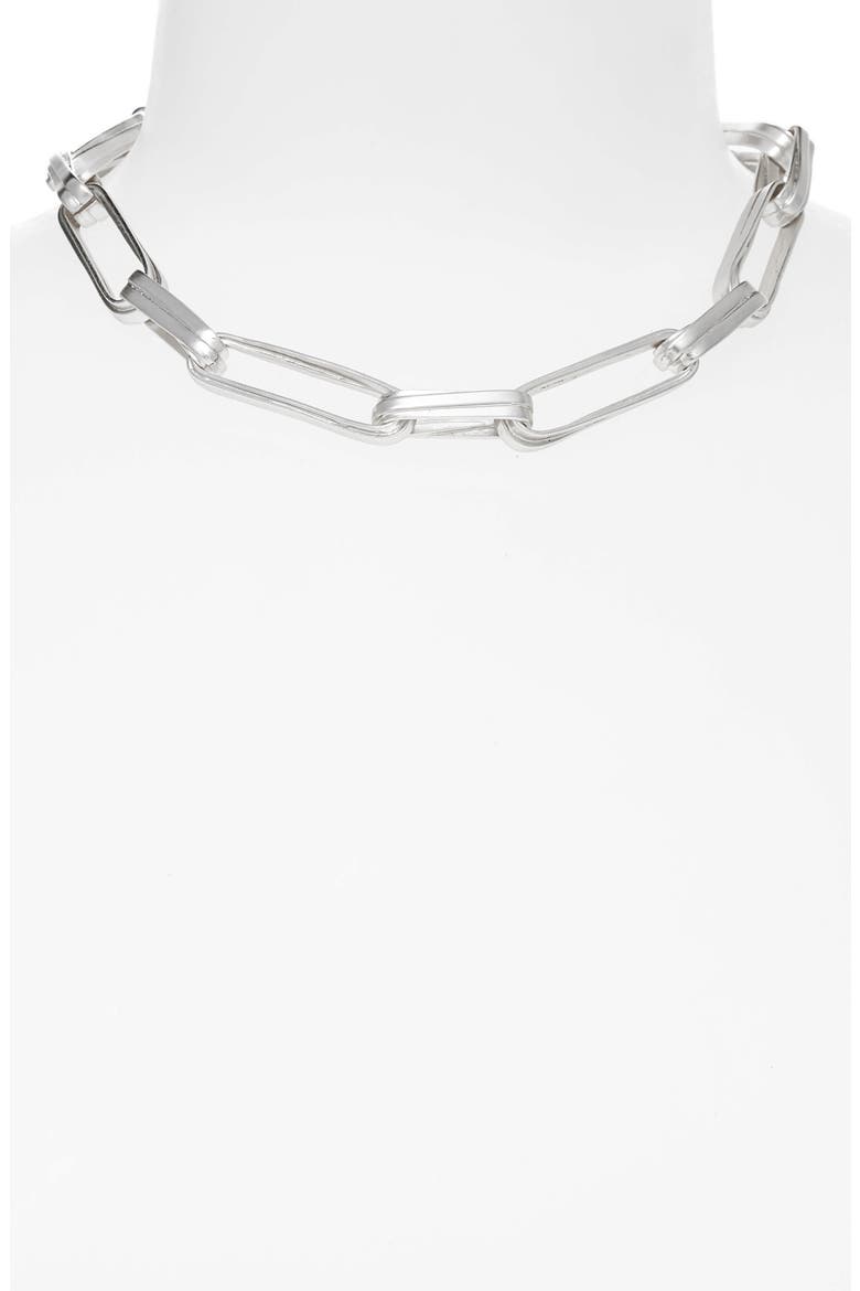 Rectangular Link Necklace, Alternate, color, SILVER