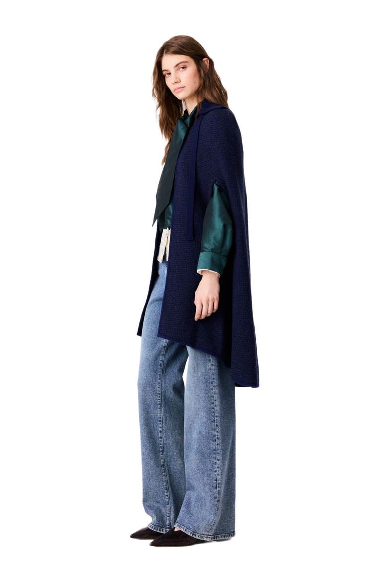 Longline cape cardigan, Alternate, color, Navy
