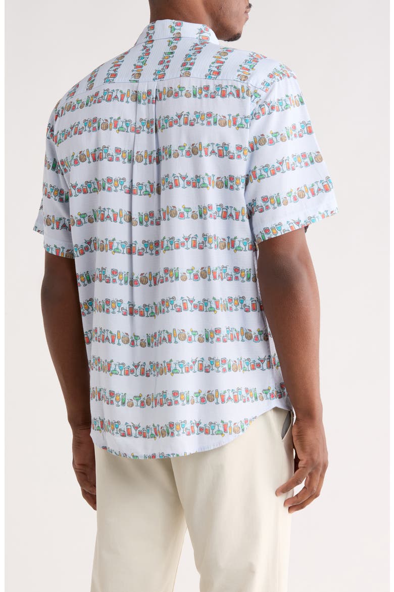 Tropical Drinks Short Sleeve Button-Up Shirt, Alternate, color, WHITE