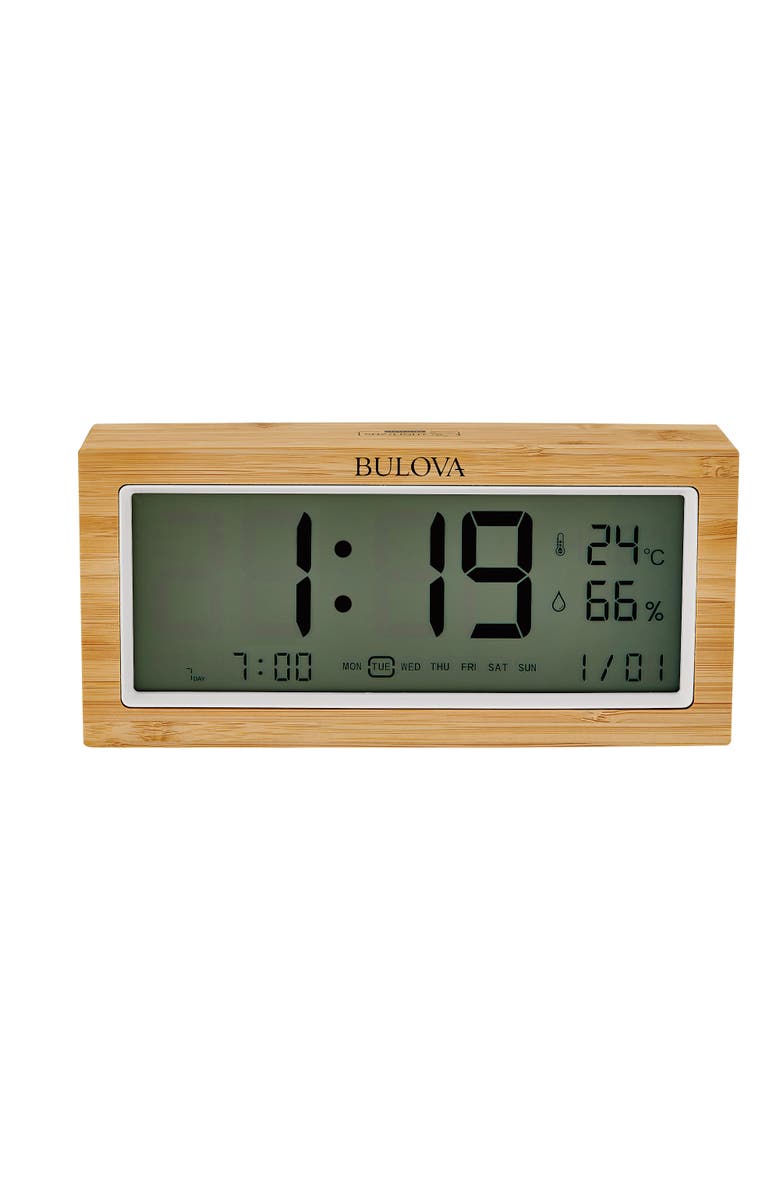 Bulova Clocks The Brookside LCD Alarm Table Clock, Main, color, Natural
