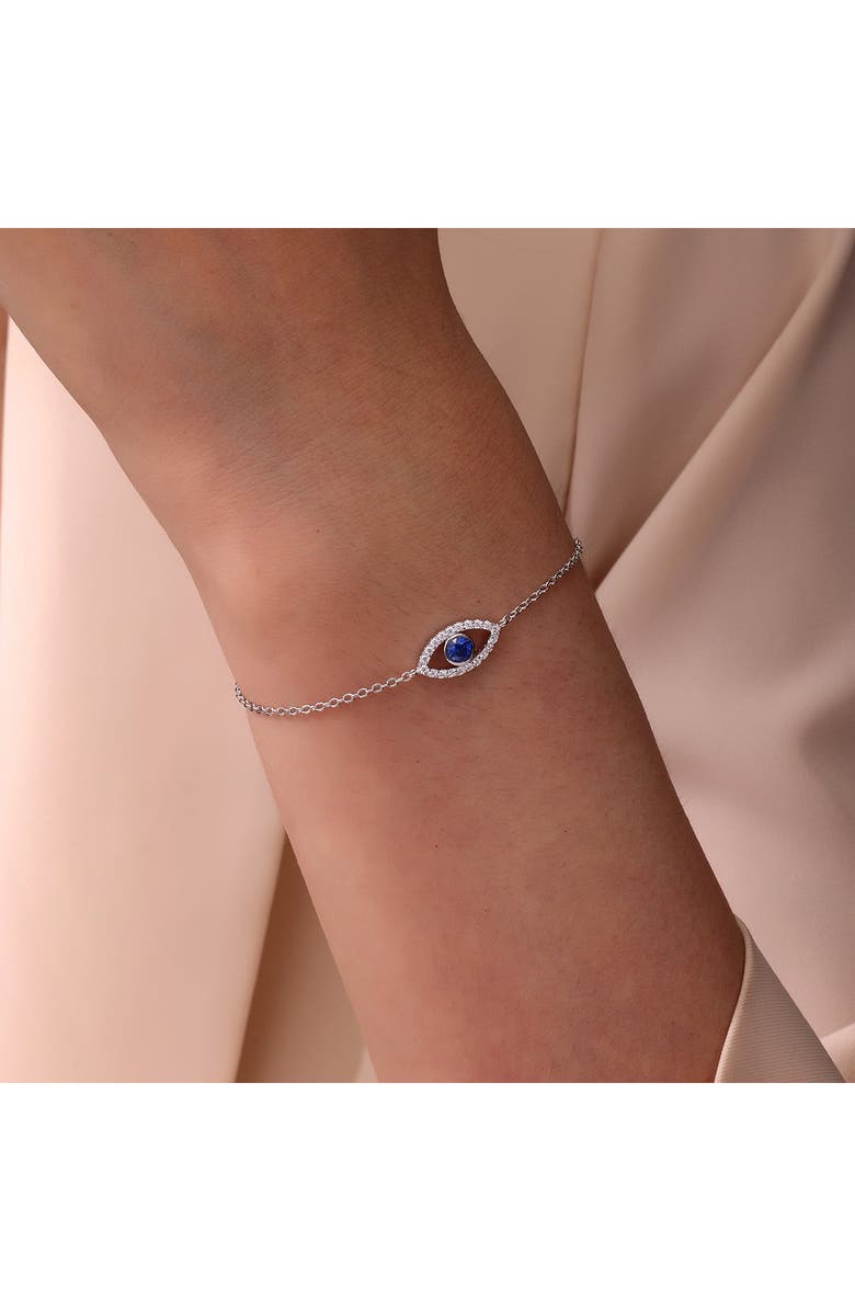 Lafonn Simulated Diamond & Lab-Created Sapphire Evil Eye Bracelet, Alternate, color, 