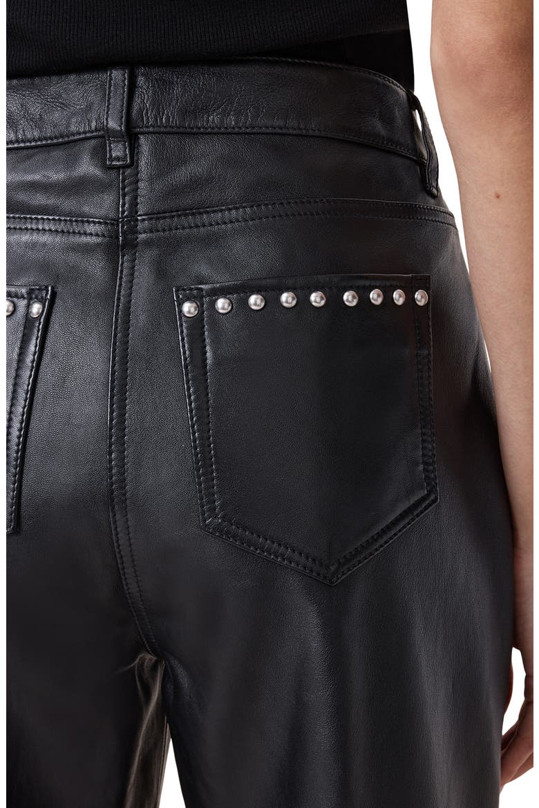 Saige Studded Leather Pants, Alternate, color, BLACK