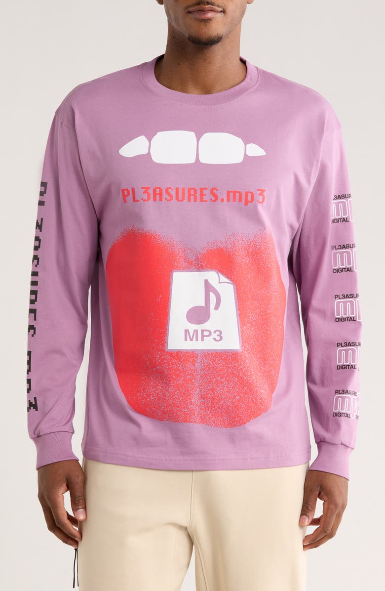 PLEASURES Piracy Long Sleeve Cotton Graphic T-Shirt, Main, color, Mauve