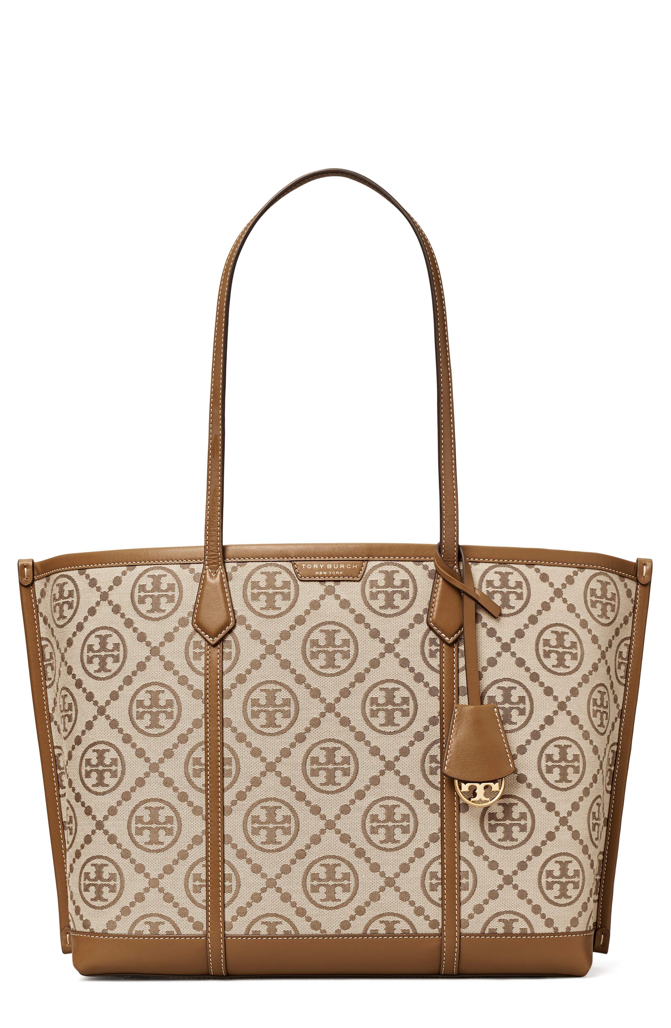 Tory Burch Perry T Monogram Jacquard Triple Tote, Main, color, 