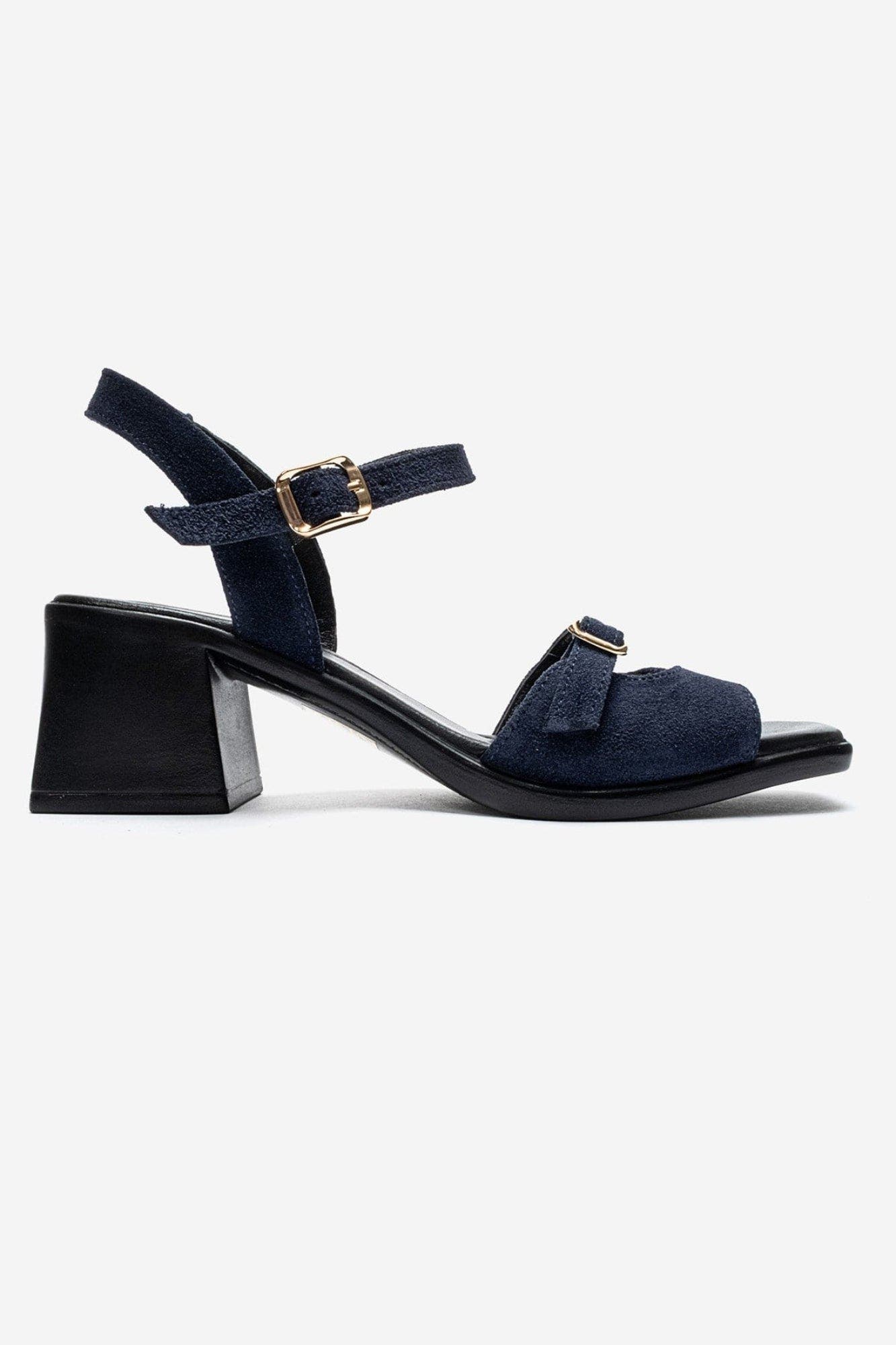 Yolen Leather Block Heel Sandal, Alternate, color, Navy Suede