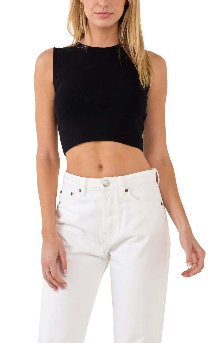 Grey Lab Rib Sleeveless Crop Top, Main, color, 