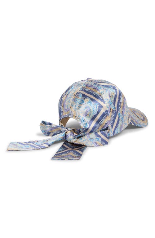 Kurt Geiger London Denim Paisley Tieback Baseball Cap In Blue