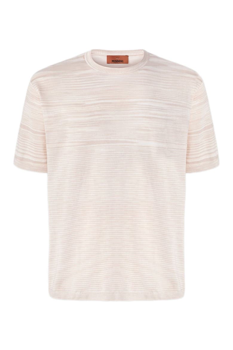 Space-dye Mercerized Crew-neck Cotton T-shirt, Alternate, color, Beige& White