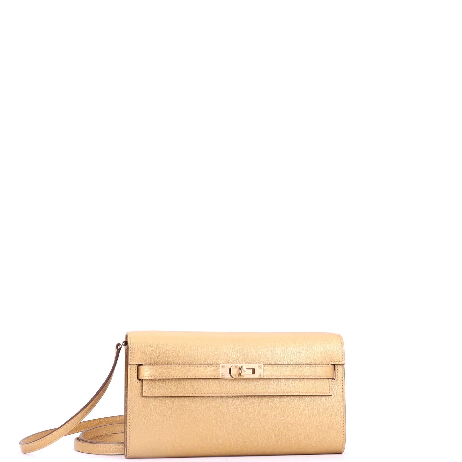 Kelly To Go Wallet Metallic Chevre Chamkilight, Alternate, color, Metallic Gold