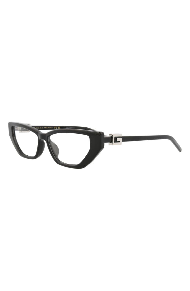 Gucci 53mm Cat Eye Optical Glasses, Alternate, color, Black Black Transparent