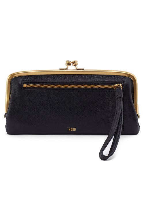 Hobo Large Cora Leather Frame Wallet In Black