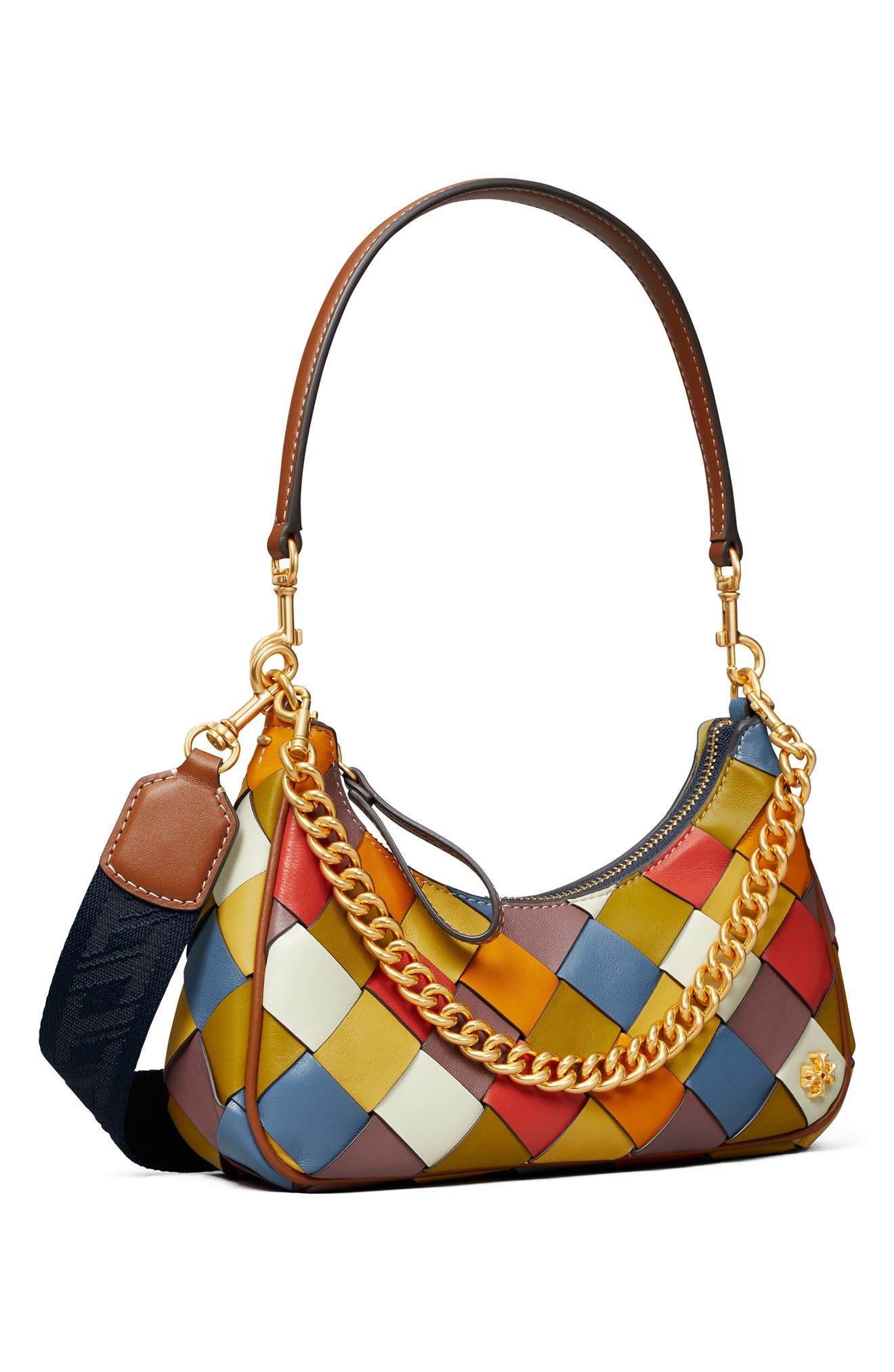 Tory Burch 151 Mercer Woven Small Crescent Bag, Alternate, color, 