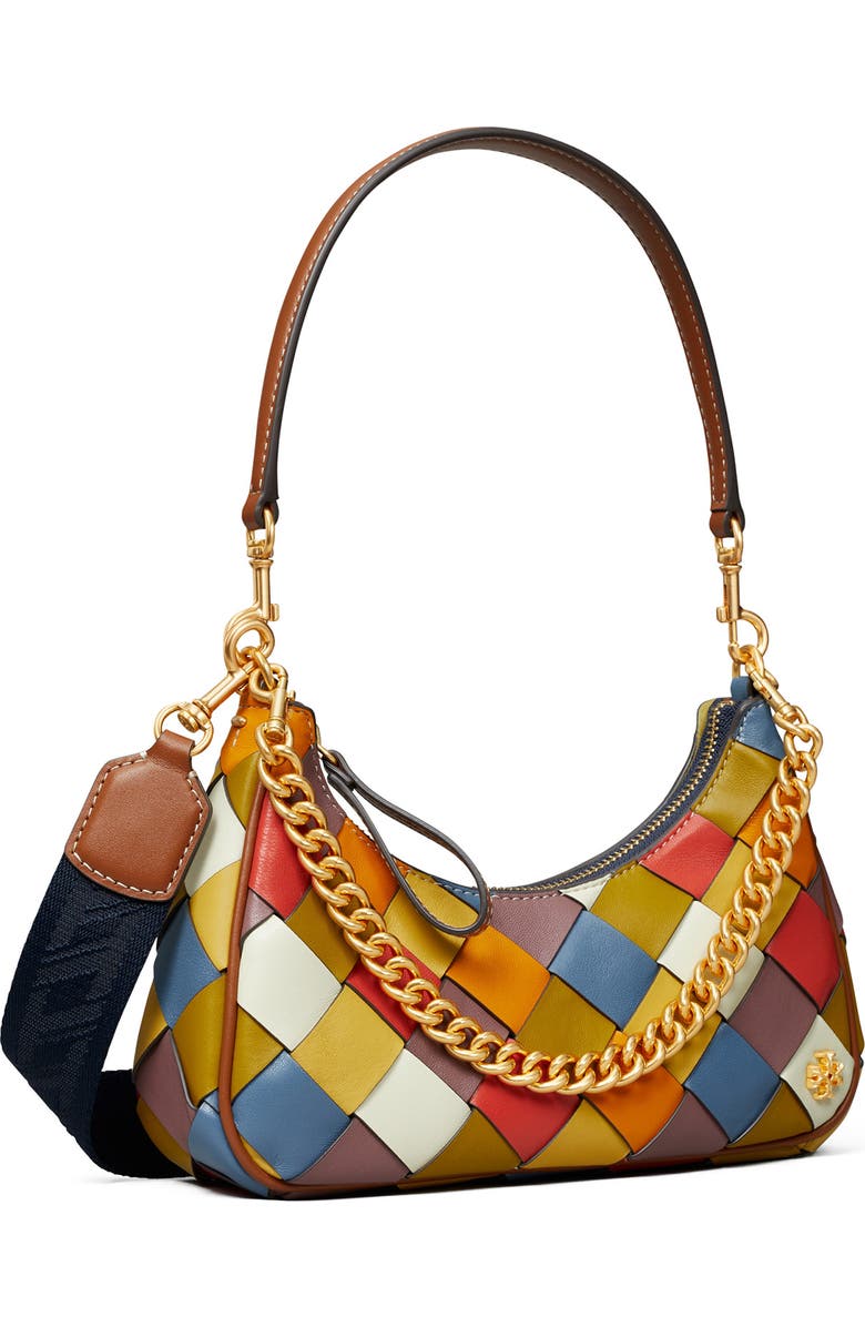 Tory Burch 151 Mercer Woven Small Crescent Bag, Alternate, color,