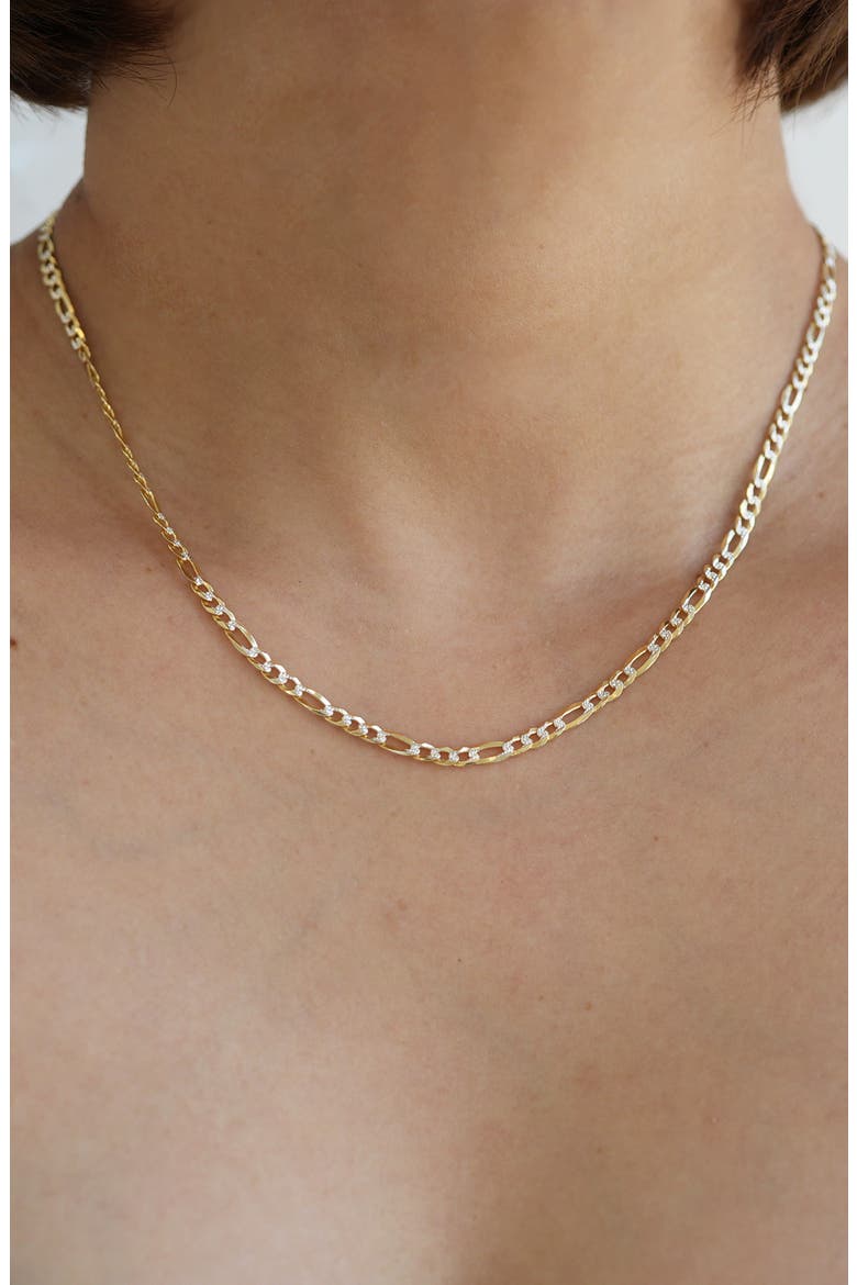 Two-Tone Figaro Chain Necklace, Alternate, color, GOLD/ SILVER