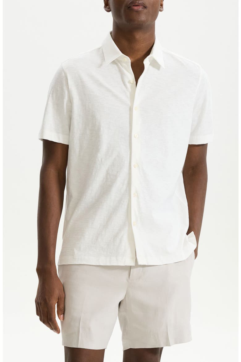 Noran Short Sleeve Knit Button-Up Shirt, Main, color, WHITE