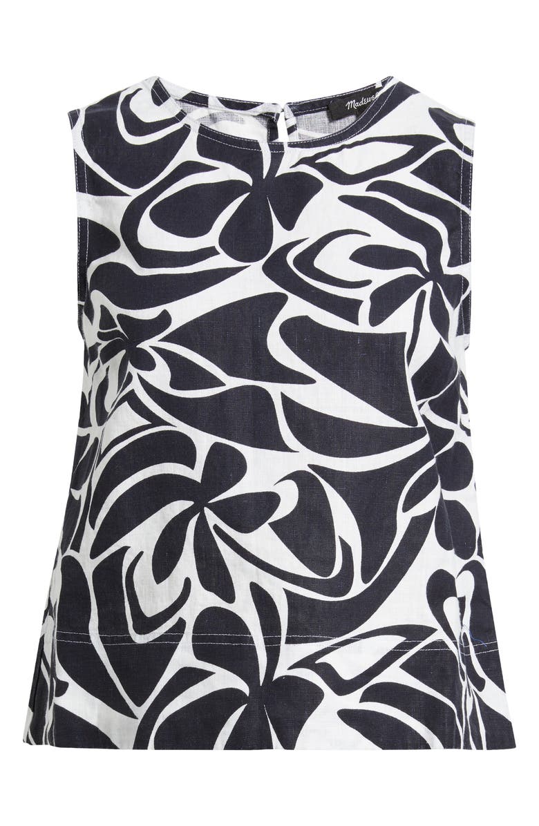 Madewell Suki Abstract Print Linen Top, Main, color, White