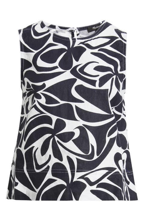 Suki Abstract Print Linen Top