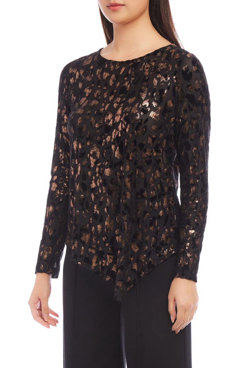 Metallic Leopard Burnout Long Sleeve Top, Alternate, color, COP