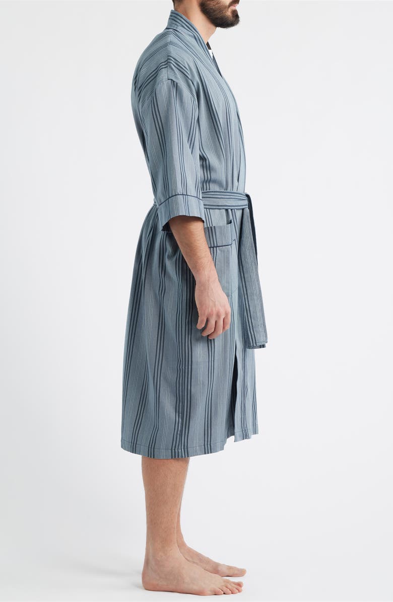 Majestic International Saltwater Cotton Robe, Alternate, color, Denim Stripe