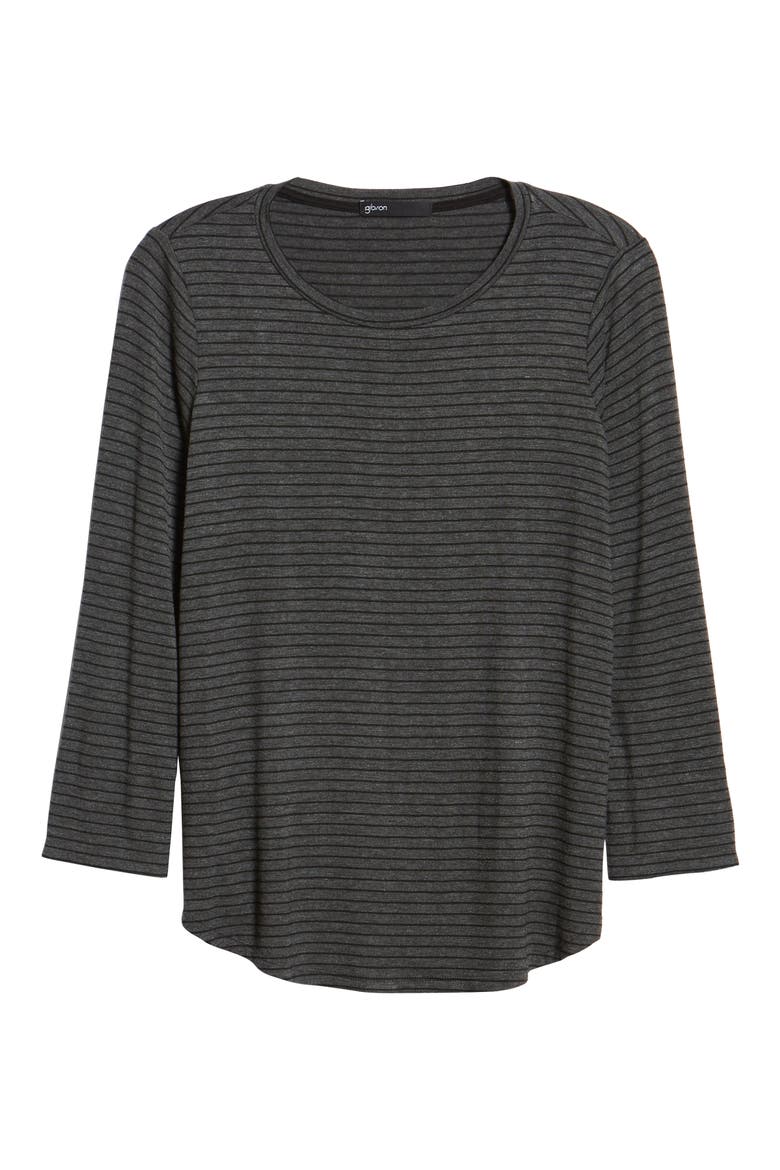 Gibson x Living in Yellow Alice Stripe Jersey Top (Nordstrom Exclusive), Alternate, color, CHARCOAL/ BLACK