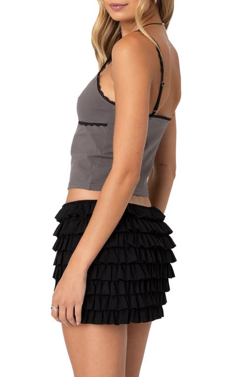 Edikted Elin Lace Trim Tank Top In Gray