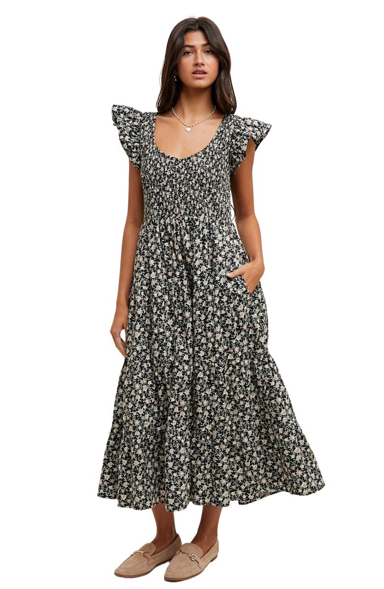 WISHLIST Floral Maxi Dress, Alternate, color, Black/ Mink